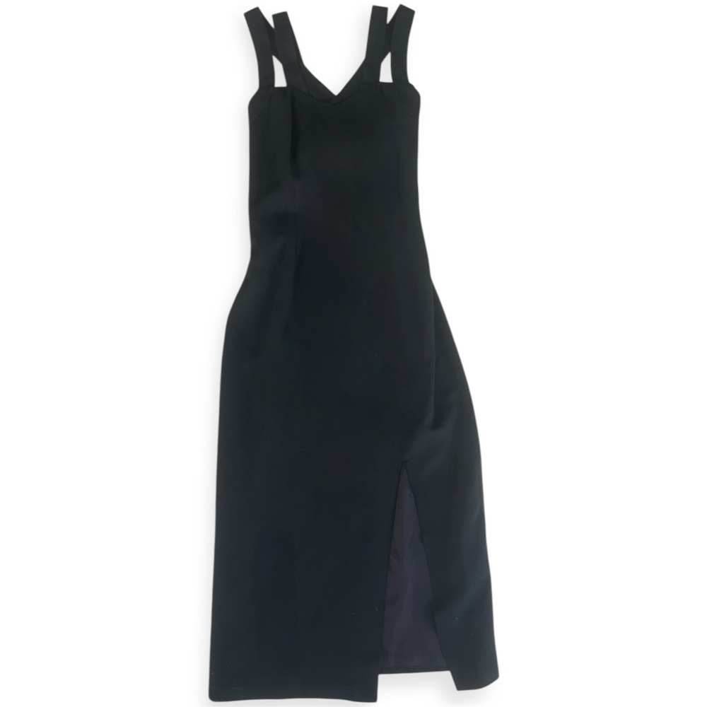Vintage 90s Carole Little Black Sheath Midi Dress